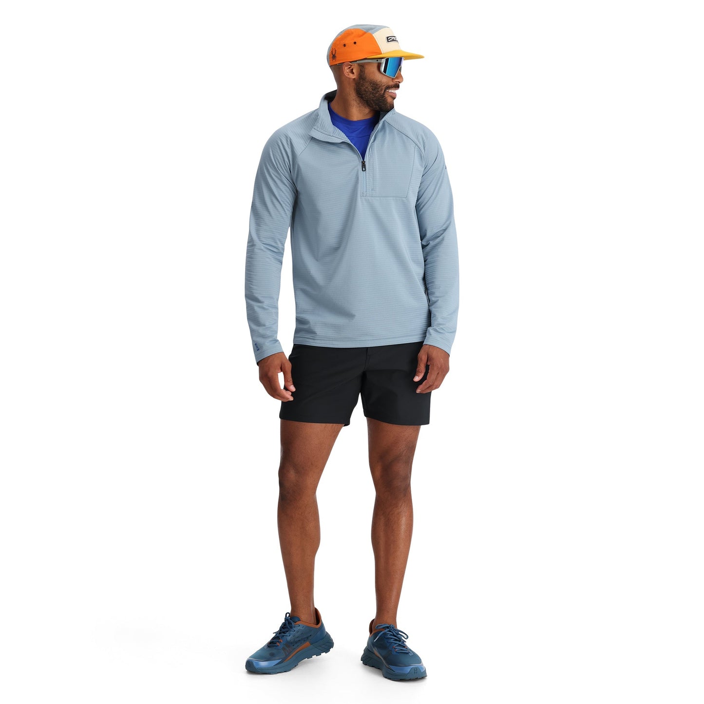 Mens Gridweb Tech Half Zip - Blue Fog