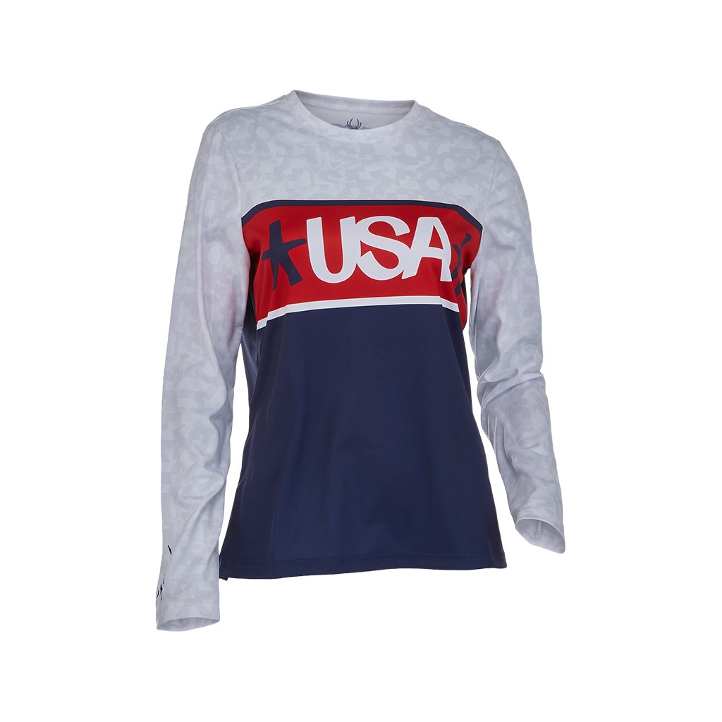 Womens USA Snow Crew - White