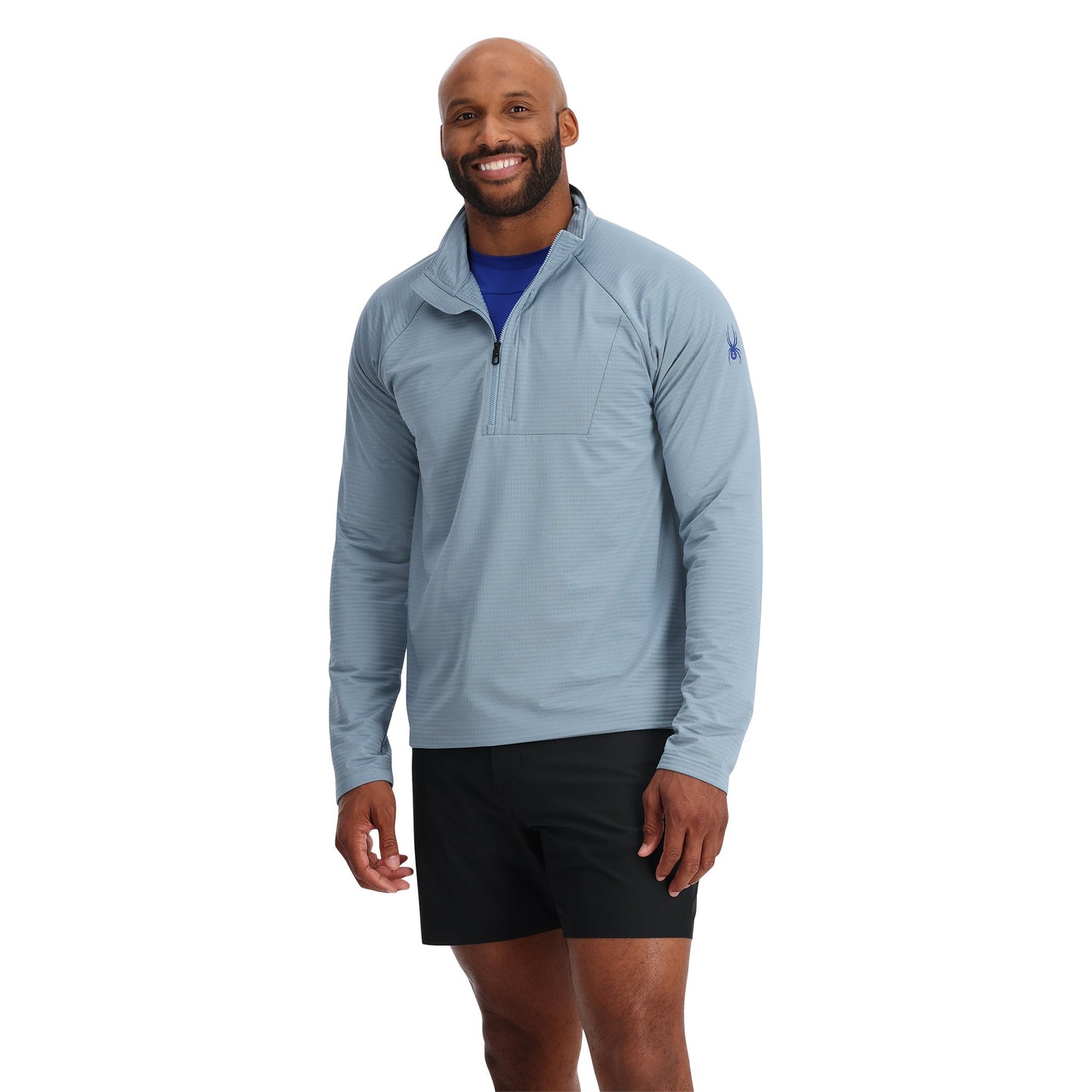 Mens Gridweb Tech Half Zip - Blue Fog