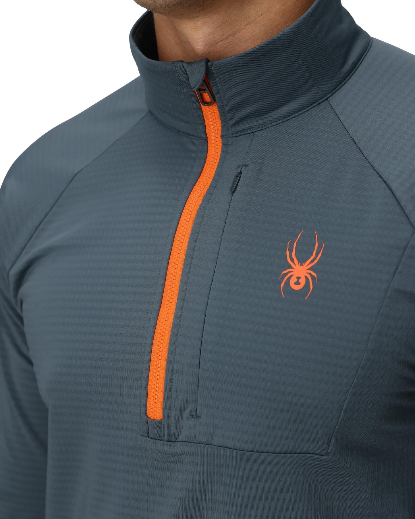 Mens Gridweb Fleece Hoodie - Slate Blue