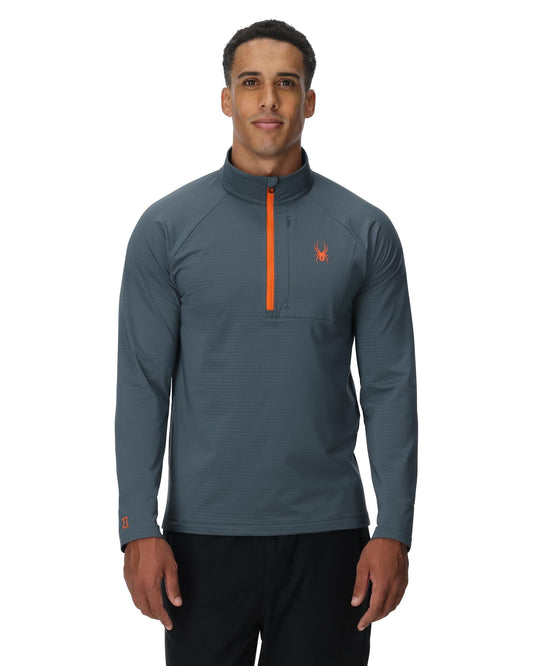 Mens Gridweb Fleece Hoodie - Slate Blue