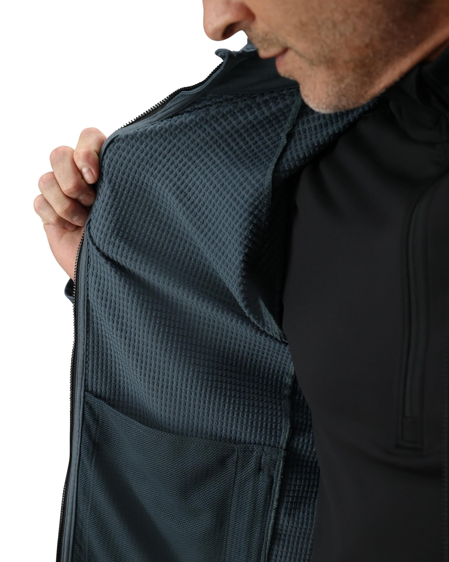 Mens Gridweb Full Zip - Slate Blue