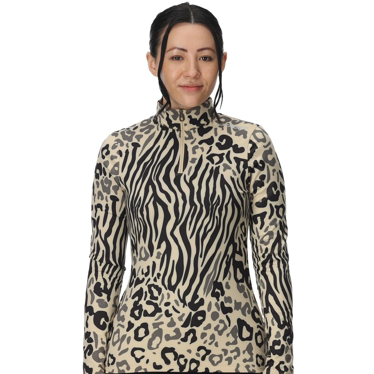 Womens Vivid Half Zip - Animal Print