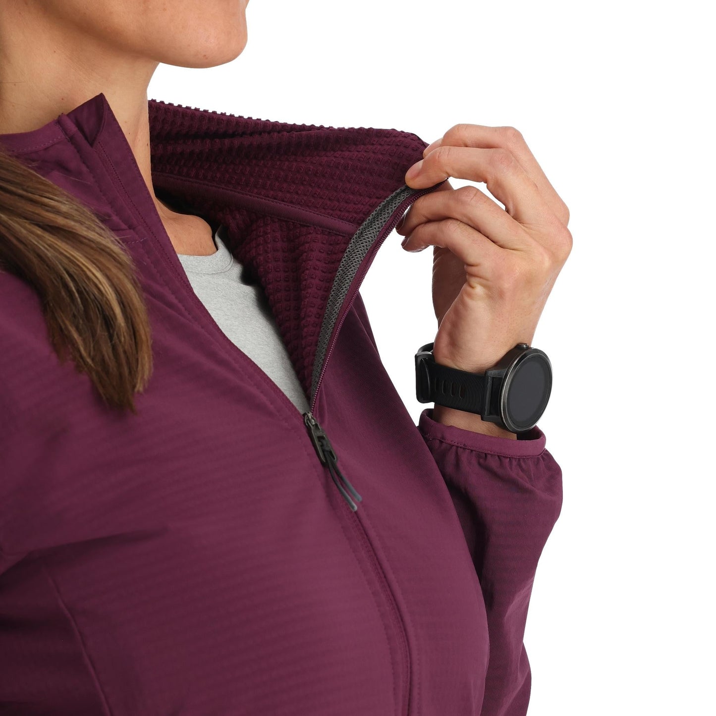 Womens Gridweb Fleece Hoodie - Plum