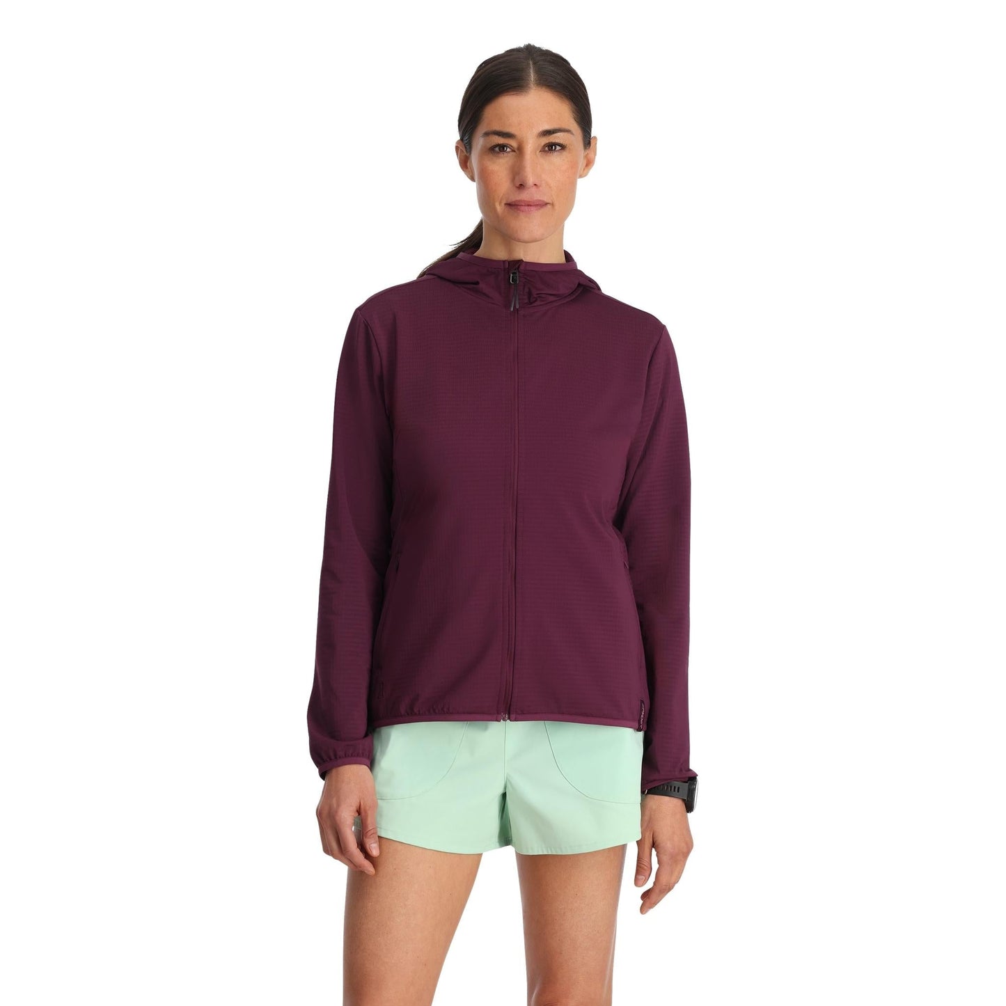 Womens Gridweb Fleece Hoodie - Plum